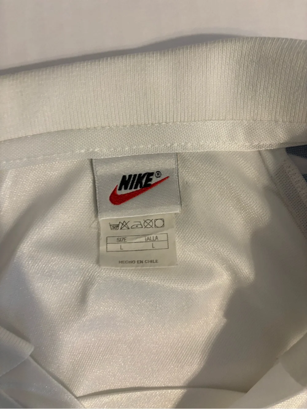 Nike White and Black Colo-Colo Soccer Jersey with Yellow Cristal Logo